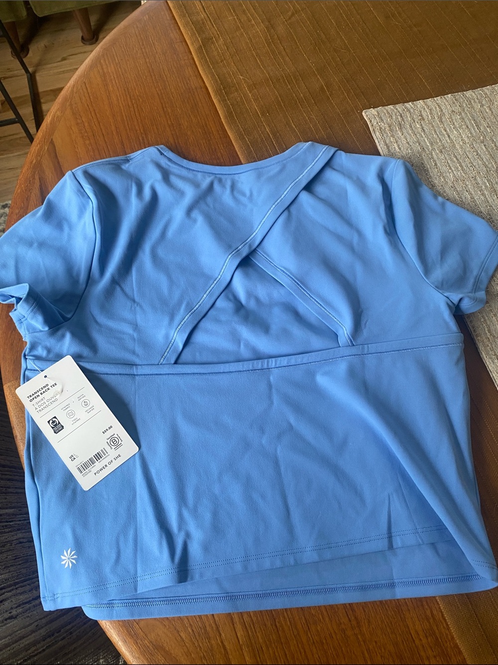 Athleta waterfall Blue transcend open back tee - Picture 5 of 6